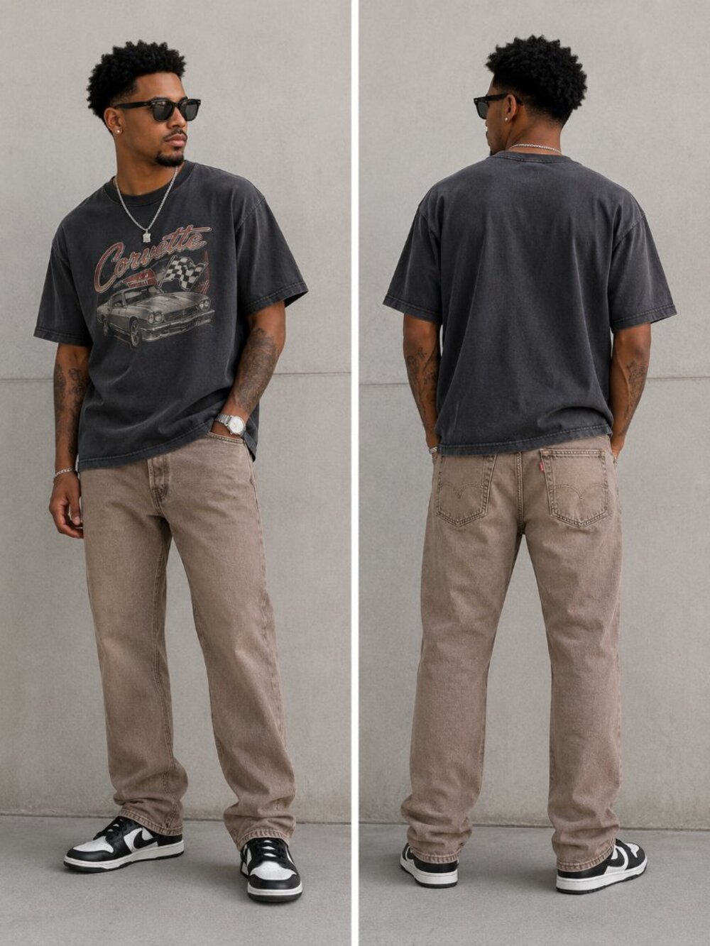 New Men's Levi's original 501 gray / Tan Straight Jeans Classic Fit - 34x30